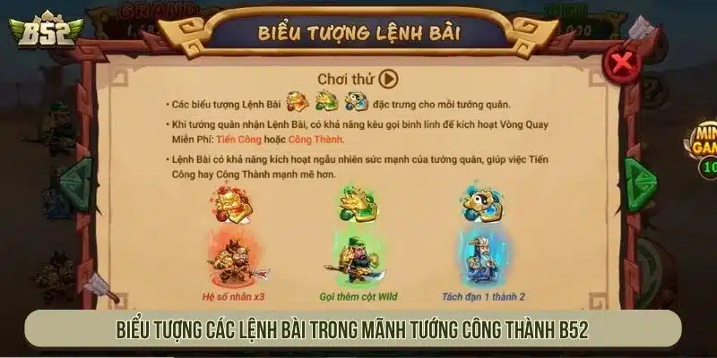 Biểu tượng các lệnh bài trong mãnh tướng công thành B52